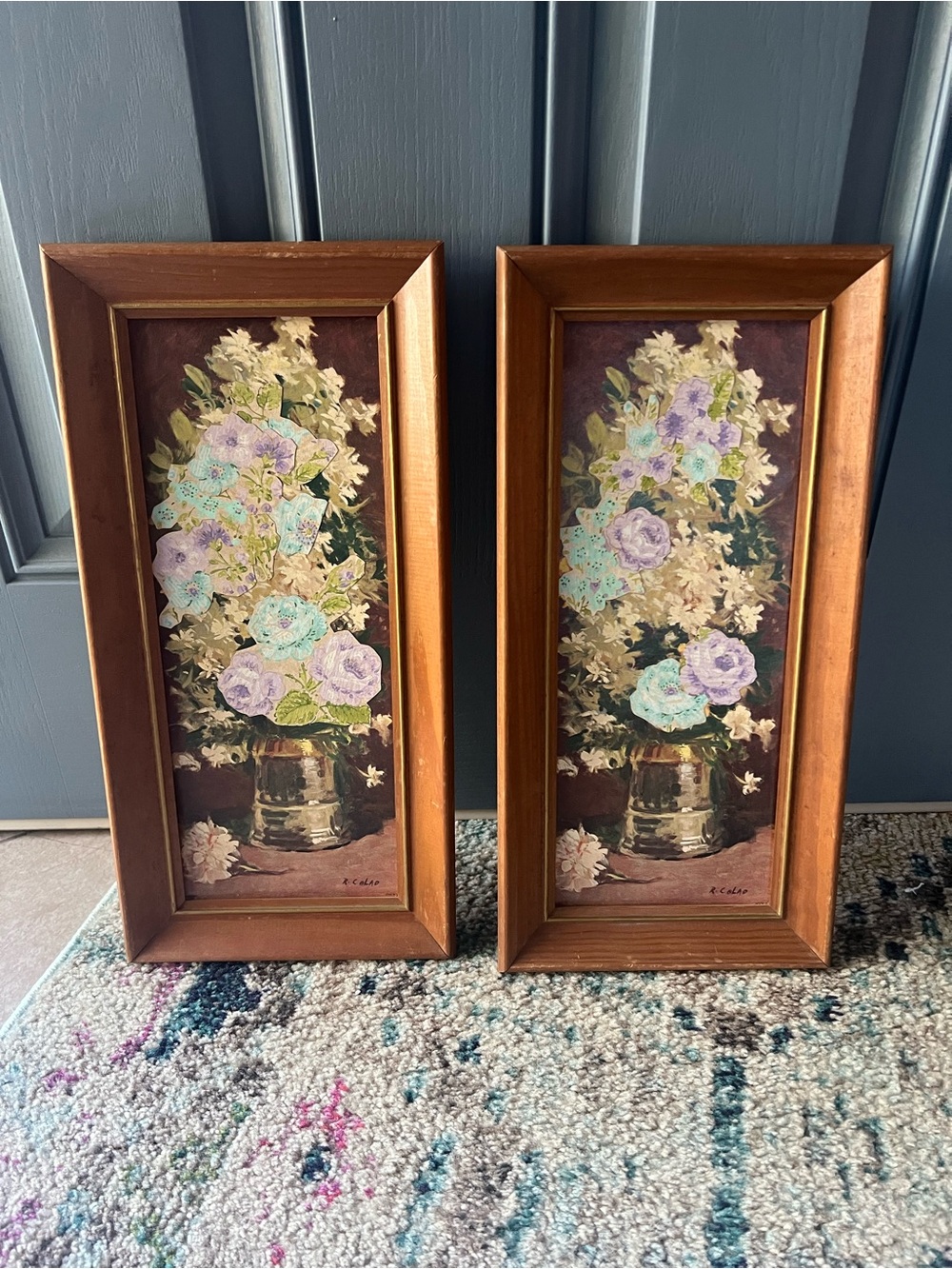 Vintage Pair of Rudolph Colao Framed Floral Lithographs - MCM